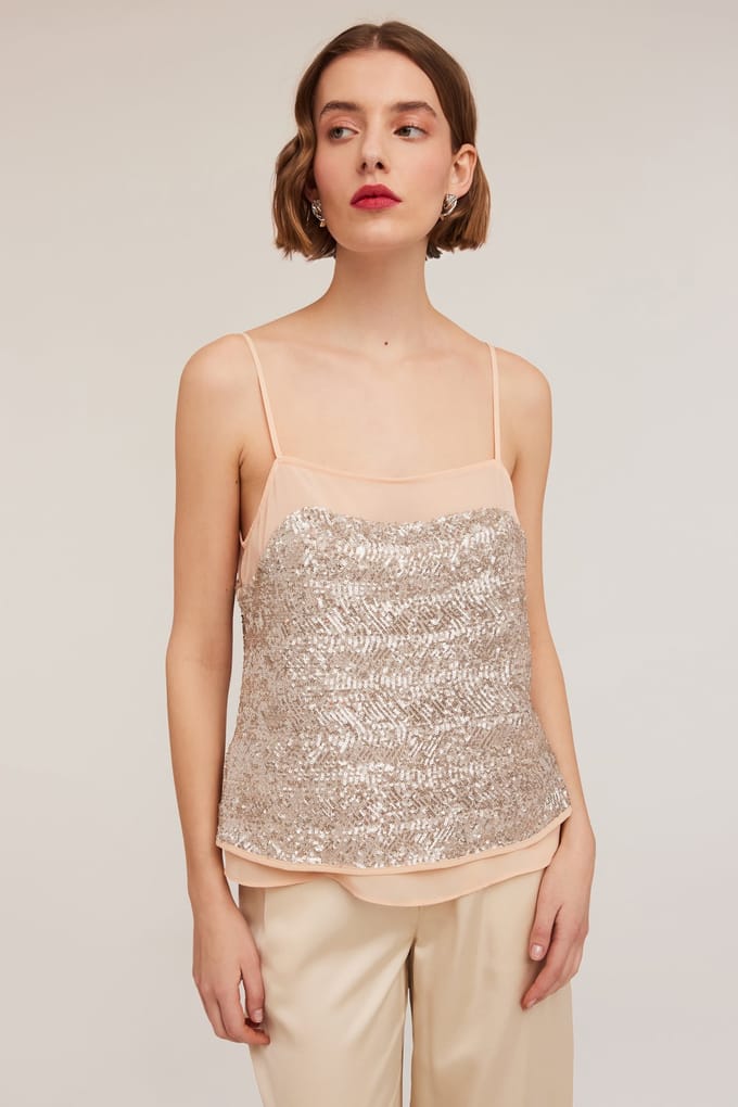 Motivi Fully Sequinned Top Pink Größe: 36 | Tanktops Outlet | Damen | Rosa