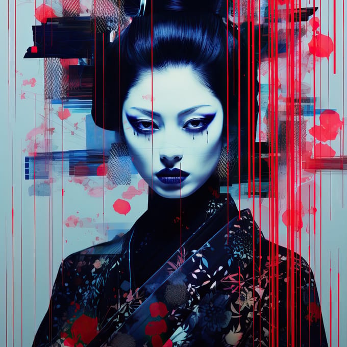BLACK GEISHA: plexiglas 60x80cm