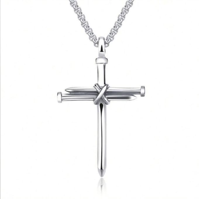 Ketting met kruisje spijker zilverkleur