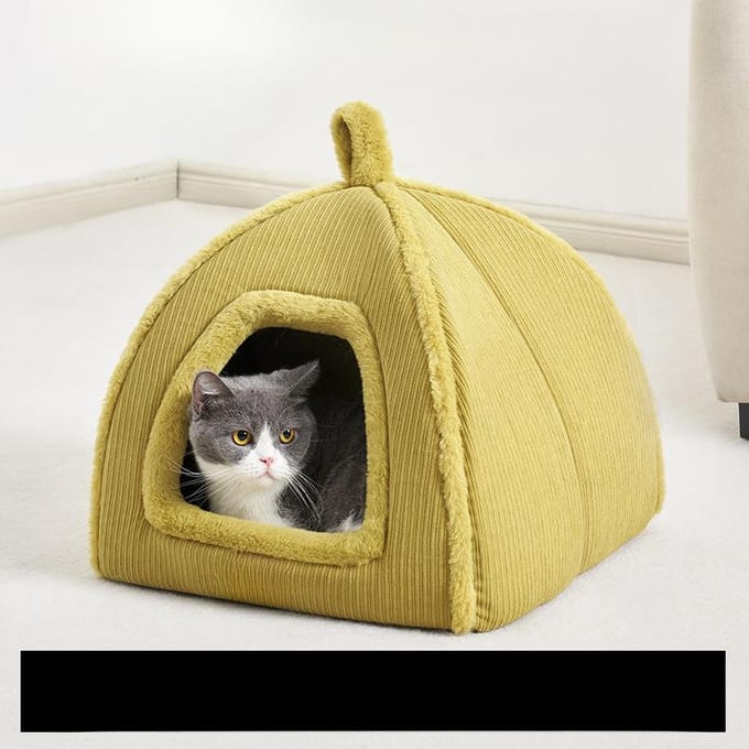 Lit Fermé pour Chat pour Garder les Chats au Chaud en Hiver 38*38*35cm beige