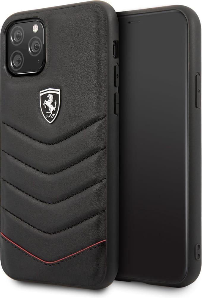 iPhone 11 Pro Max Backcase hoesje - Ferrari - Effen Zwart - Leer