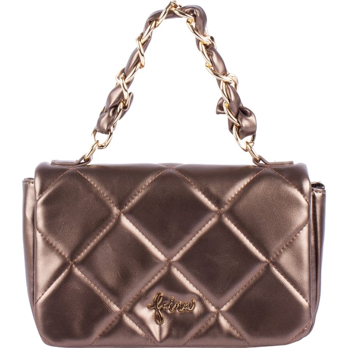 Faina Schoudertas in metallic look Dames DONKER GOUD