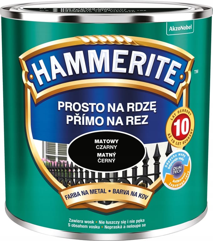 Hammerite Direct op roest mat 0,25l, Zwart