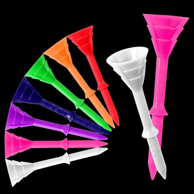 Golf Tees Plastic - Golf Tees Grote Cup - Golfen Verbeteren - Onbreekbaar Polymere Materiaal - 83 mm - Multicolor