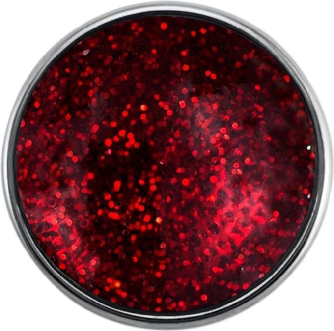Quiges - Dames Click Button Drukknoop 18mm Space Glitter Rood - EBCM010