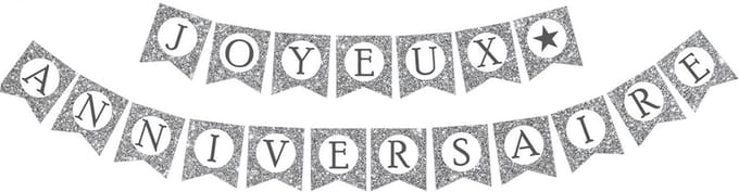 SUD TRADING - Zilverkleurige Joyeux Anniversaire glitter slinger