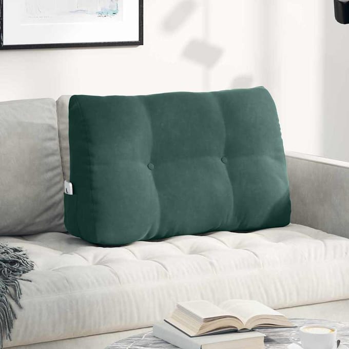 vidaXL - Rugkussen - Donkergroen - 80 - x - 24 - x - 50 - cm - Fluweel