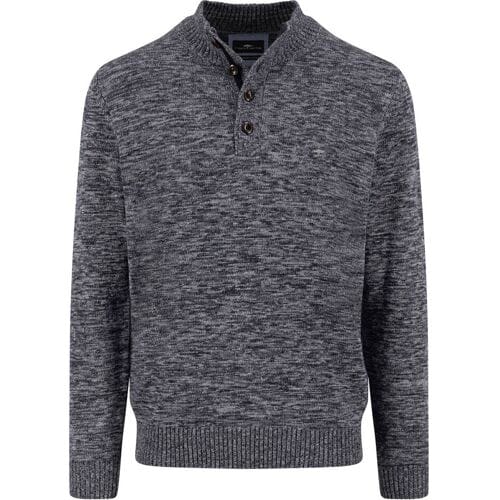 Fynch-Hatton Trui Buttoned Troyer Twisted Mouliné Charcoal / male
