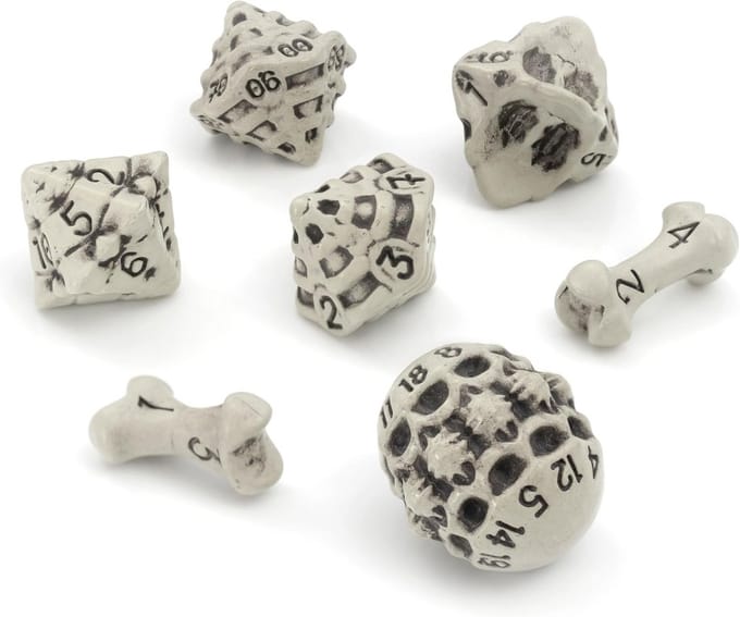 7-delige RPG Dobbelstenen Set met Schedel & Botten Thema voor Rollenspellen