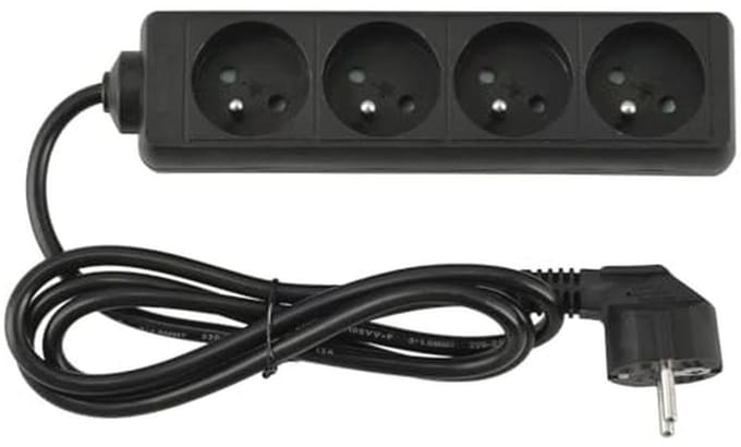Verlengkabel 3m met 4x 230V Stopcontacten - Platte Stekker - IP20 Bescherming