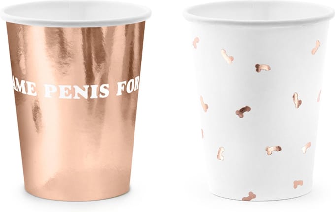 PARTYDECO - 6 same penis forever rozen gouden papieren bekers 220 ml