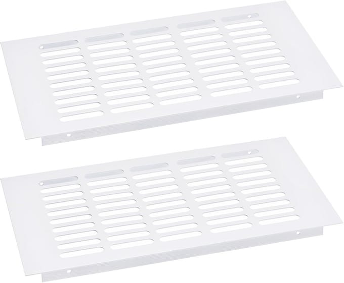 Ventilatierooster Wit Rechthoekig voor Kast en Ventilatie 2 Stuks Aluminium