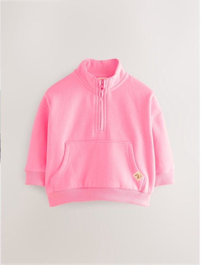 Next - Meisjes - Sweatshirt met kwartrits - Roze