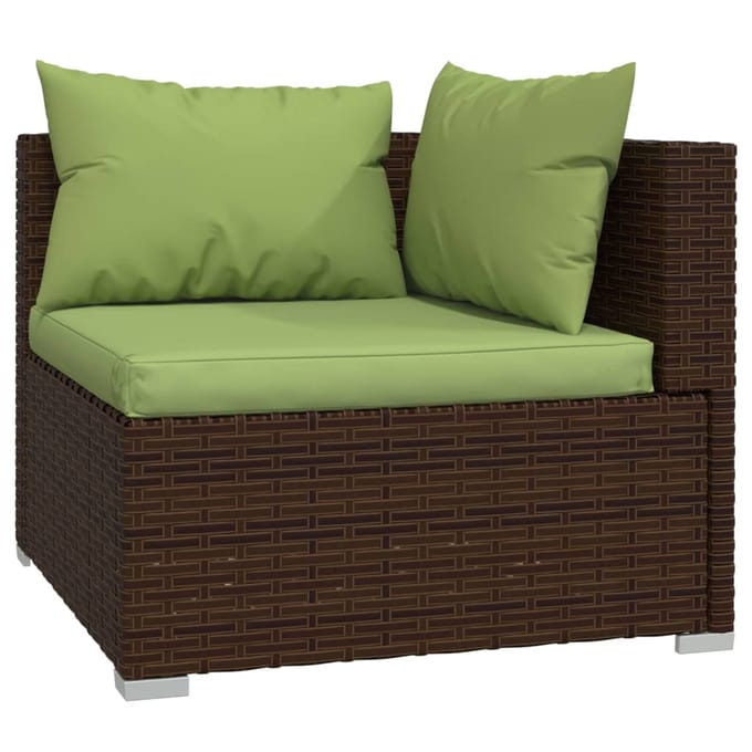 vidaXL - 5-delige - Loungeset - met - kussens - poly - rattan - bruin