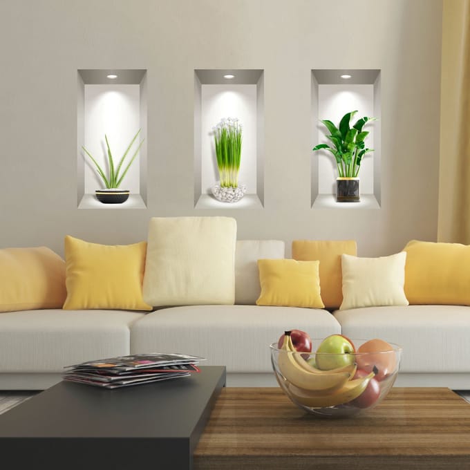 3D-effect stickers met tropische planten, 60 x 90 cm