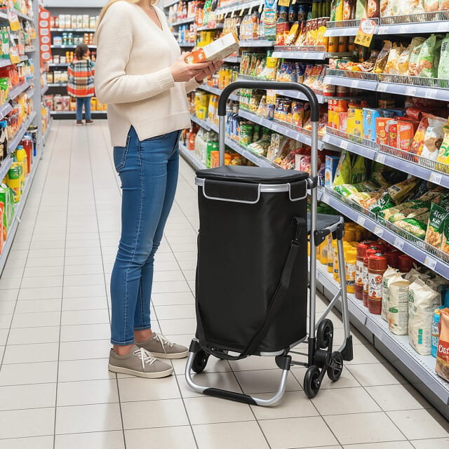 4goodz boodschappenkar - trolley 40 liter - Zwart