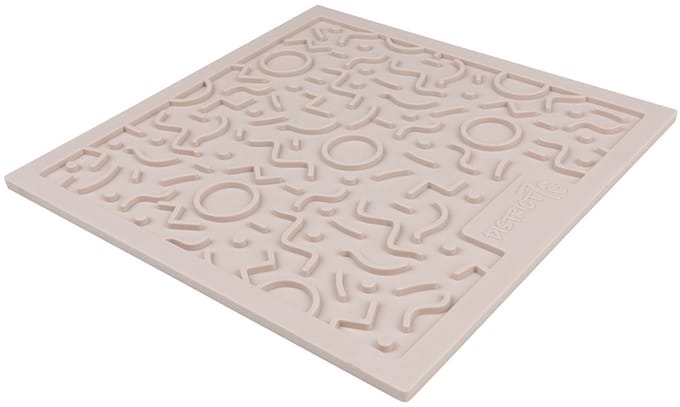 QUEST - Stijlvolle Honden Likmat - 28 x 28 cm - Donkergrijs, Merengue en Terra