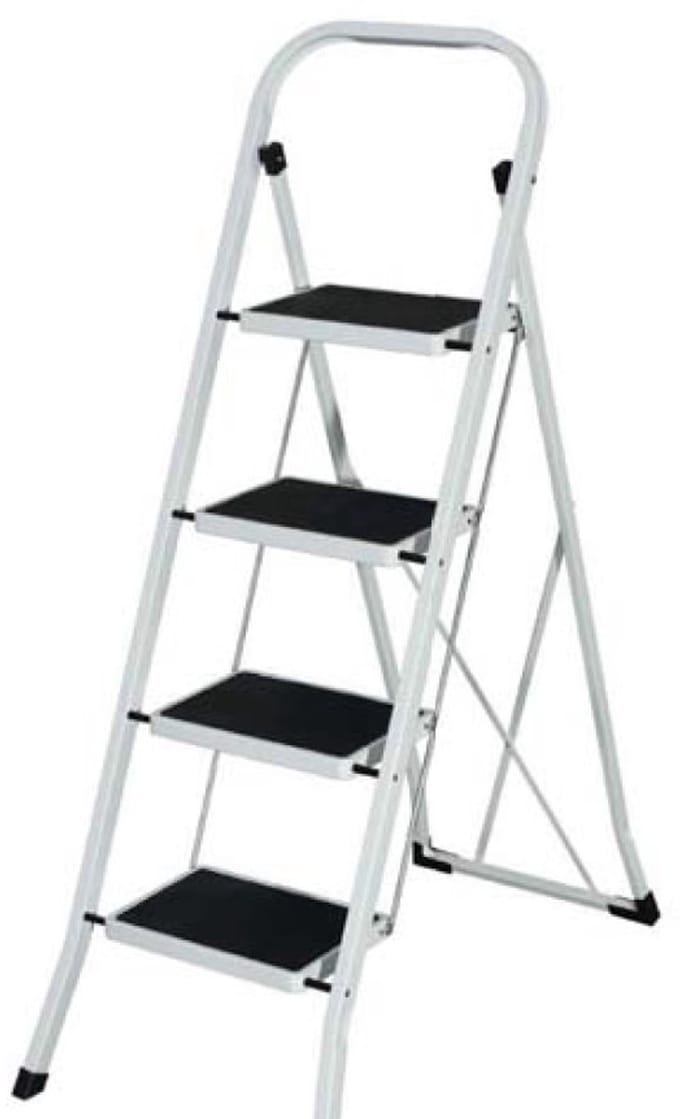 Stalen trap ladder 4 treden wit