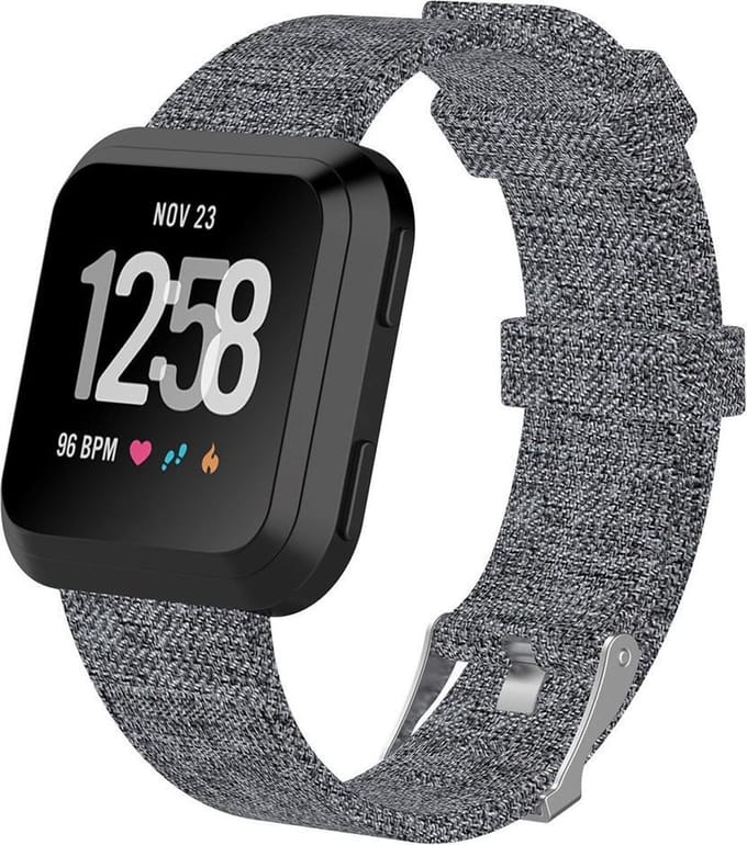 KELERINO. Denim bandje voor Fitbit Versa - Grijs