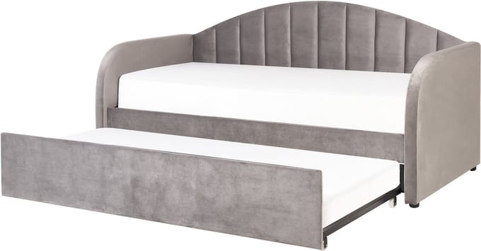EYBURIE - Onderschuifbed - Lichtgrijs - 90 x 200 cm - Fluweel