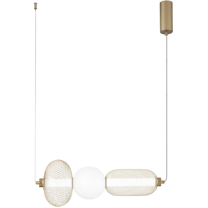 Luce Ambiente Design LED hanglamp INKAS, hoogte 53 cm, goudkleurig glas/metaal CCT