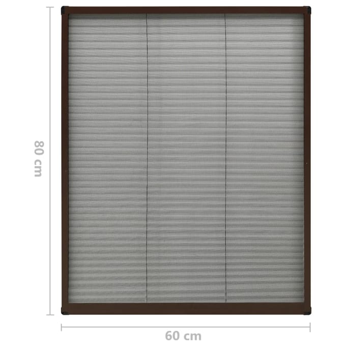 Store plissé anti-insectes pour fenêtres Aluminium Marron 60 x 80 cm
