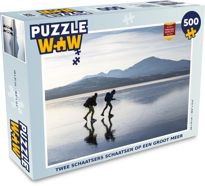 Puzzel Twee schaatsers schaatsen op een groot meer - Legpuzzel - Puzzel 500 stukjes