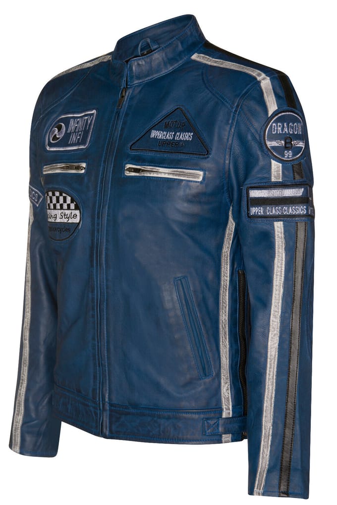 Leren race-motorfietsjack met rits