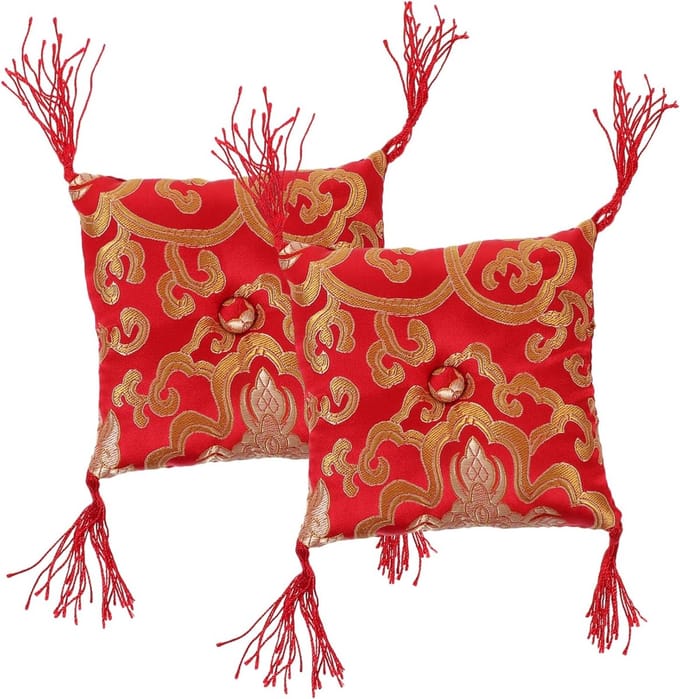 Klankschaal Kussen - Meditatie Kom Mat - Boeddhistisch Ritueel - Speciaal Concaaf Ontwerp - 12x12x3 cm - Rood