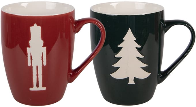 Clayre & Eef Mok Set van 2 350 ml Rood Porselein