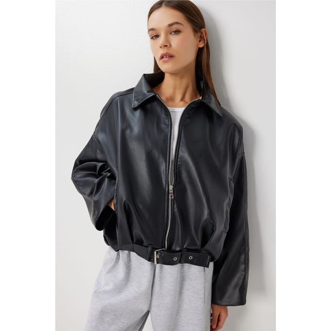 Faux leren bomberjack
