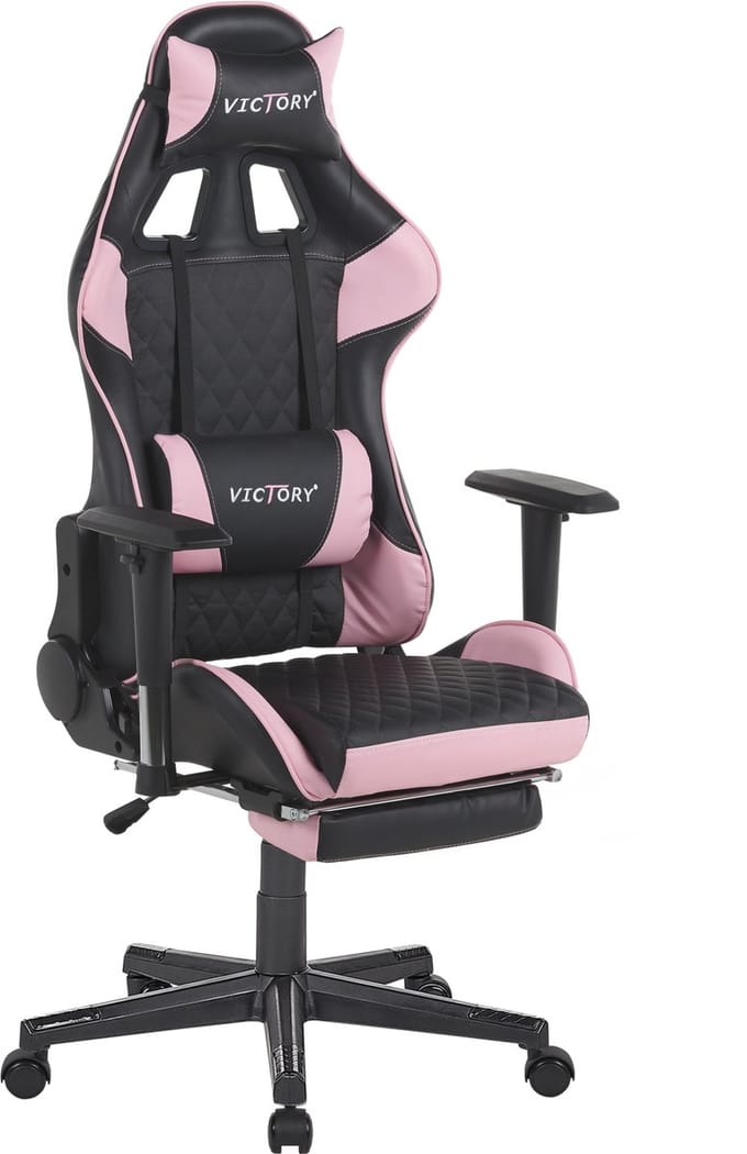 VICTORY - Gamestoel - Roze/ Zwart - Kunstleer