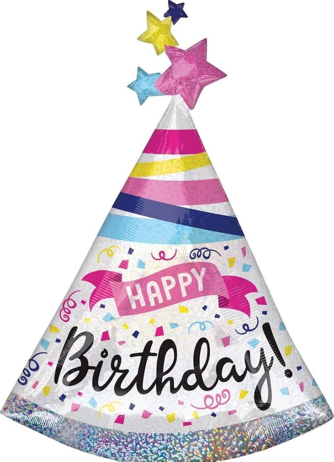 Amscan Folieballon Feesthoed Happy Birthday 68 X 91 Cm Wit