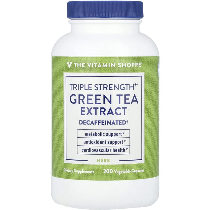 The Vitamin Shoppe, Extrait de thé vert, triple concentration, décaféiné, 200 capsules végétariennes