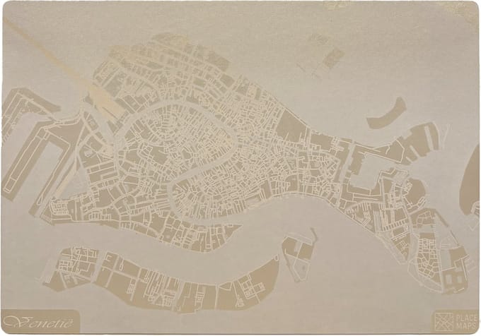 Place Maps Placemat Skyline Antwerpen - Centraal Station - Kunstleer - Zwart - 1 Stuk