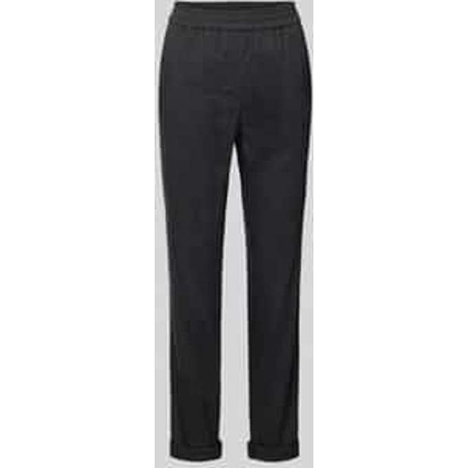 Regular fit broek van linnenmix met elastische band