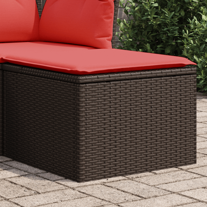 vidaXL - Tuinkruk - met - kussen - Bruin - 55 - x - 55 - x - 37 - cm - poly - rattan
