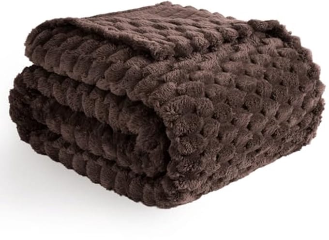 Flanellen fleece deken 3D jacquard bruin
