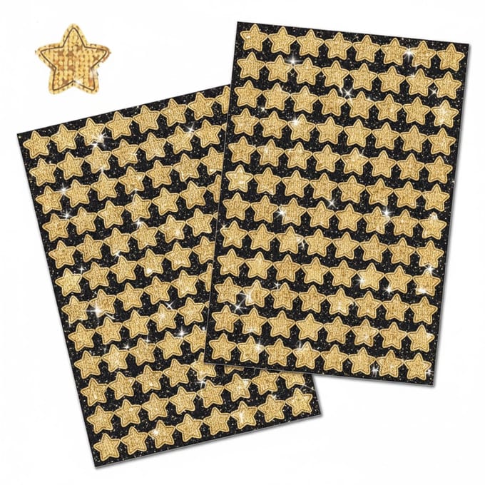 Stickervellen Gouden Glitter Sterren - 300 Sterren - 3 Stickervellen - Stickers Kerst