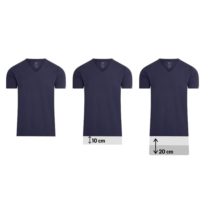 Cappuccino Italia - Heren 4-Pack T-shirt - Extra Lang - Blauw - Maat M