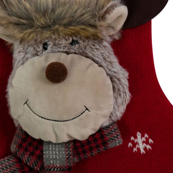 Gebreide Rudolf kerstlaars rood 25x46 cm