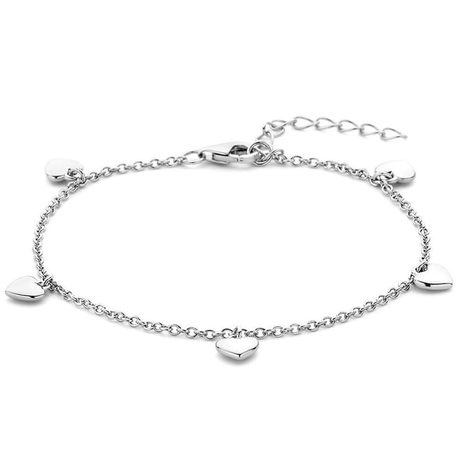 Armband Hartjes 16 + 3 Cm Zilver Gerhodineerd