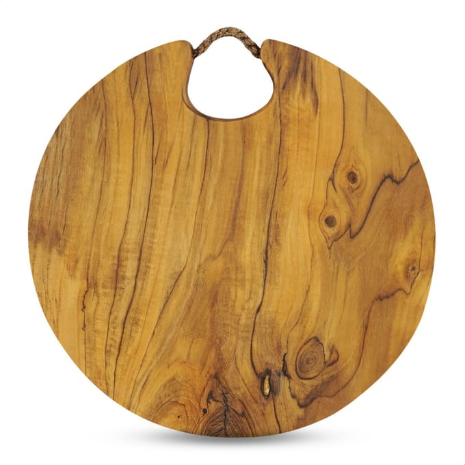 Rico & Plato Serveerplank - Teak - Rond - Ø 25 cm groot - Houten borrelplank - Tapas - Kaas - Hapjes
