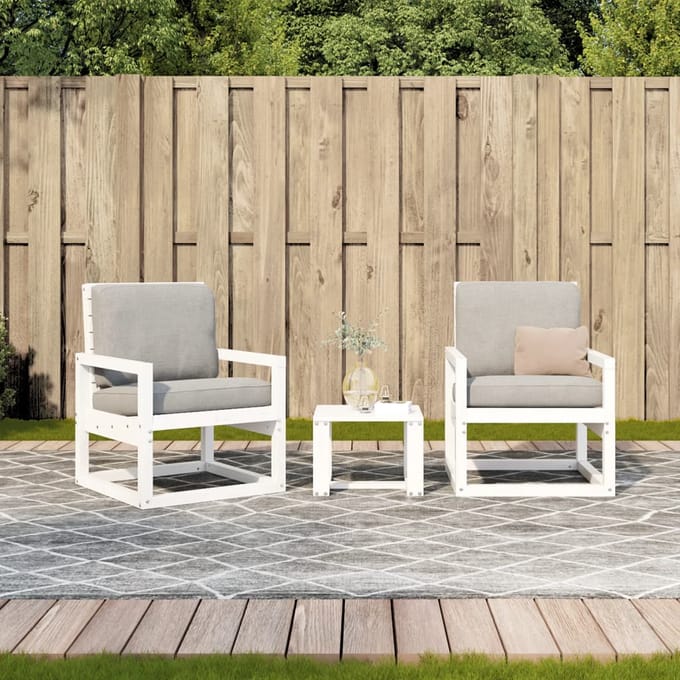vidaXL - 3-delige - Loungeset - massief - grenenhout - wit