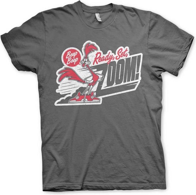 Looney Tunes Heren Tshirt -M- Road Runner BEEP BEEP Grijs