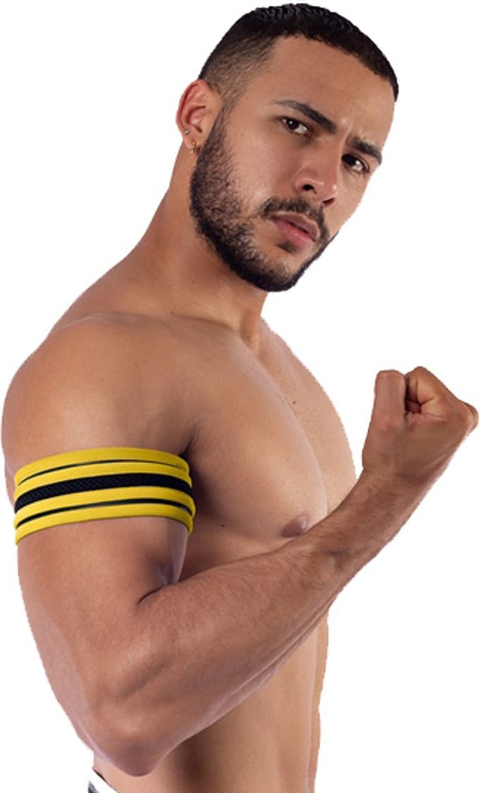 Mister b neoprene biceps band black yellow Large