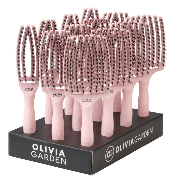 Olivia Garden Fingerbrush Boar&Nylon Display Pastel Pink 12st