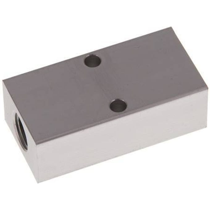 2xG 1/4'' x 2xG 1/8'' Aluminium Verdeelblok Eenzijdig 16 Bar