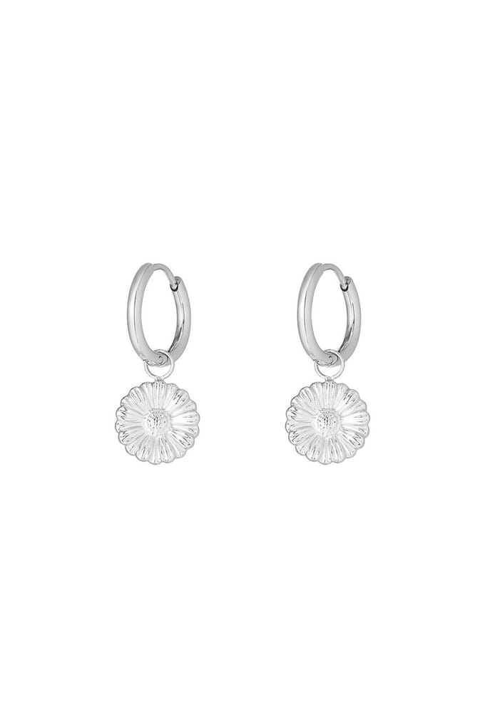 Flora charm oorbellen - Zilver
