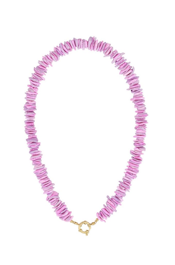 Yehwang Schelpen Ketting - Fuchsia - Roestvrij Staal
